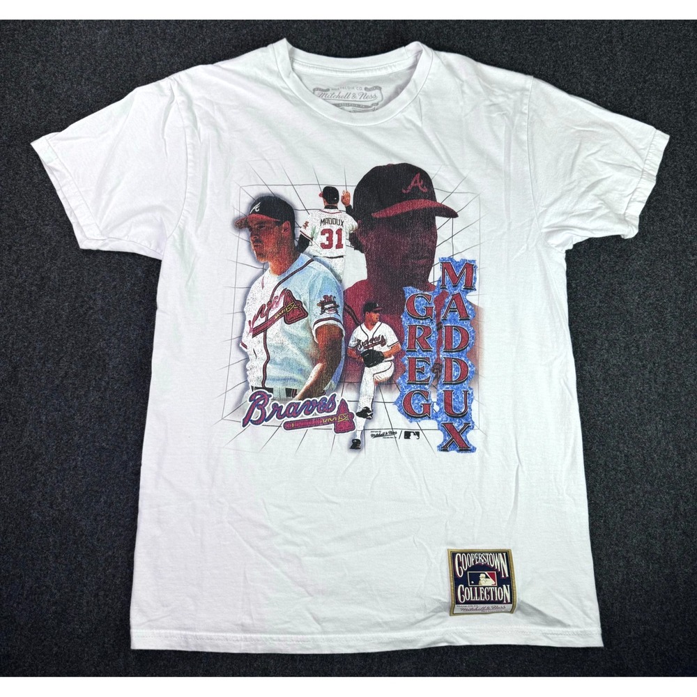 Mitchell & Ness Greg Maddux Atlanta Braves White T Shirt MLB Mens M Cooperstown
